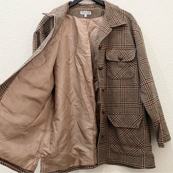 Vintage For Pete’s Sake Brown/Tan Houndstooth Oversized Blazer Jacket Size L - Picture 8 of 14